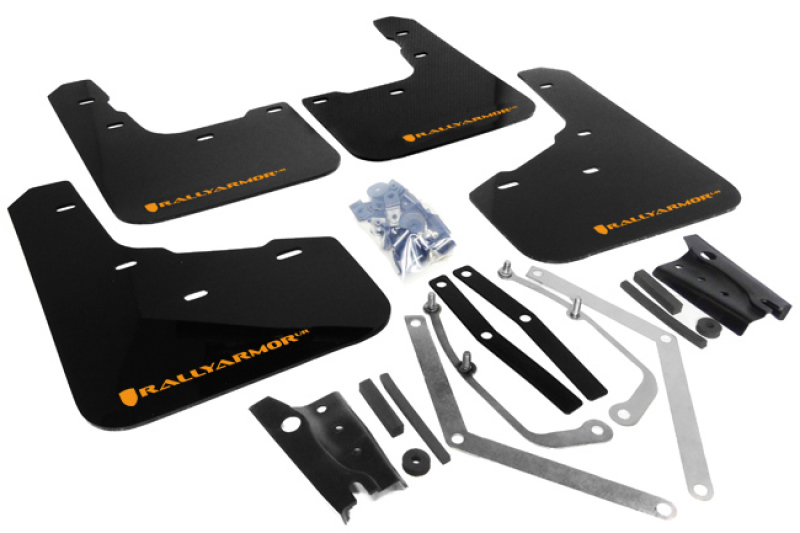 Ford Fiesta ST Mud Flaps - Rally Armor - UR Blk Flap/Orange Logo - Black - `13-`19 Ford Fiesta ST Mud Flaps - Rally Armor - UR Blk Flap/Orange Logo - Black - `13-`19